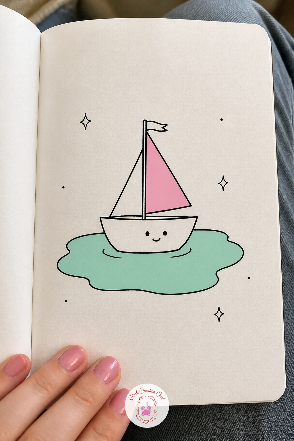 Mini Sailboat In A Puddle — After the sushi roll, try something that plays with scale on purpose: a mini sailboat in a puddle. Mini doodle