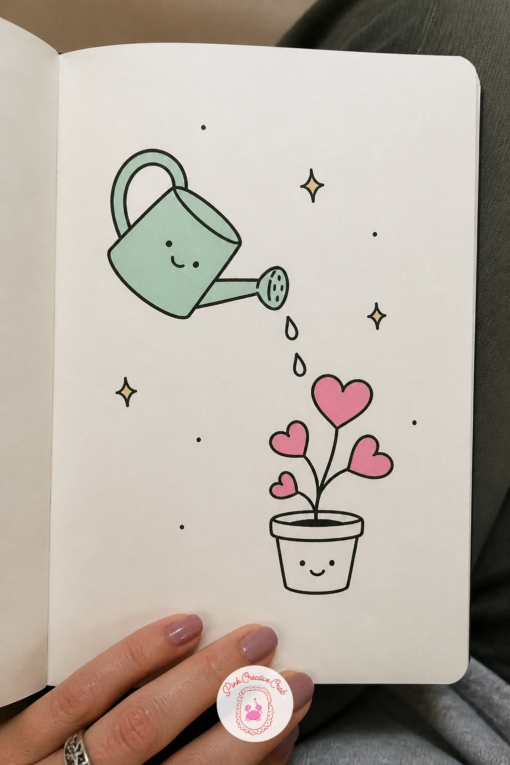 Tiny Watering Can Watering A Heart Plant — Pair a tiny watering can with a small heart-shaped plant for a doodle that leans sweet without much fuss. Mini doodle