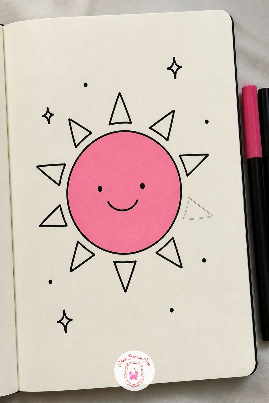 Pencil Drawing A Smiling Sun — Have some fun with a doodle inside a doodle: a pencil drawing a smiling sun. Mini doodle