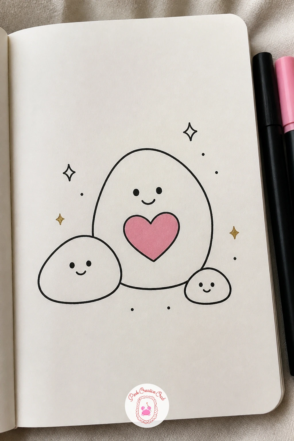 Pebble With A Heart On It — Keep things calm with a simple pebble that has a heart painted on it, a doodle almost anyone can finish in a couple of minutes.