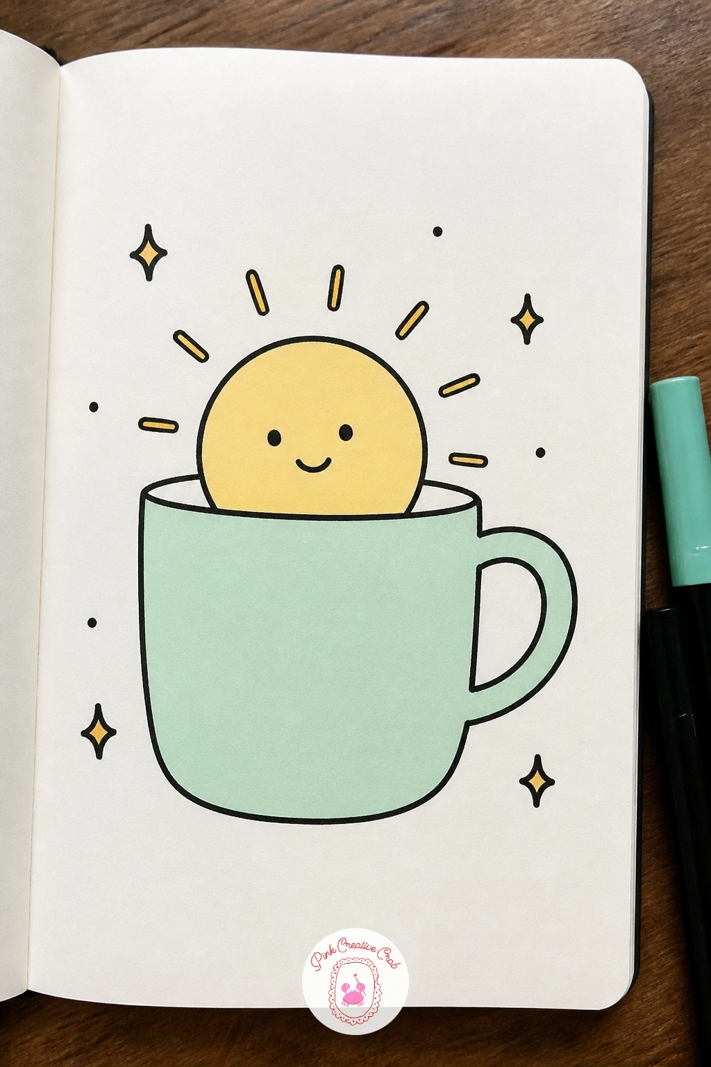 Sun Rising Out Of A Coffee Mug — Mix two morning favorites together with a sun rising right out of a coffee mug, as if the steam itself turned into sunshine.