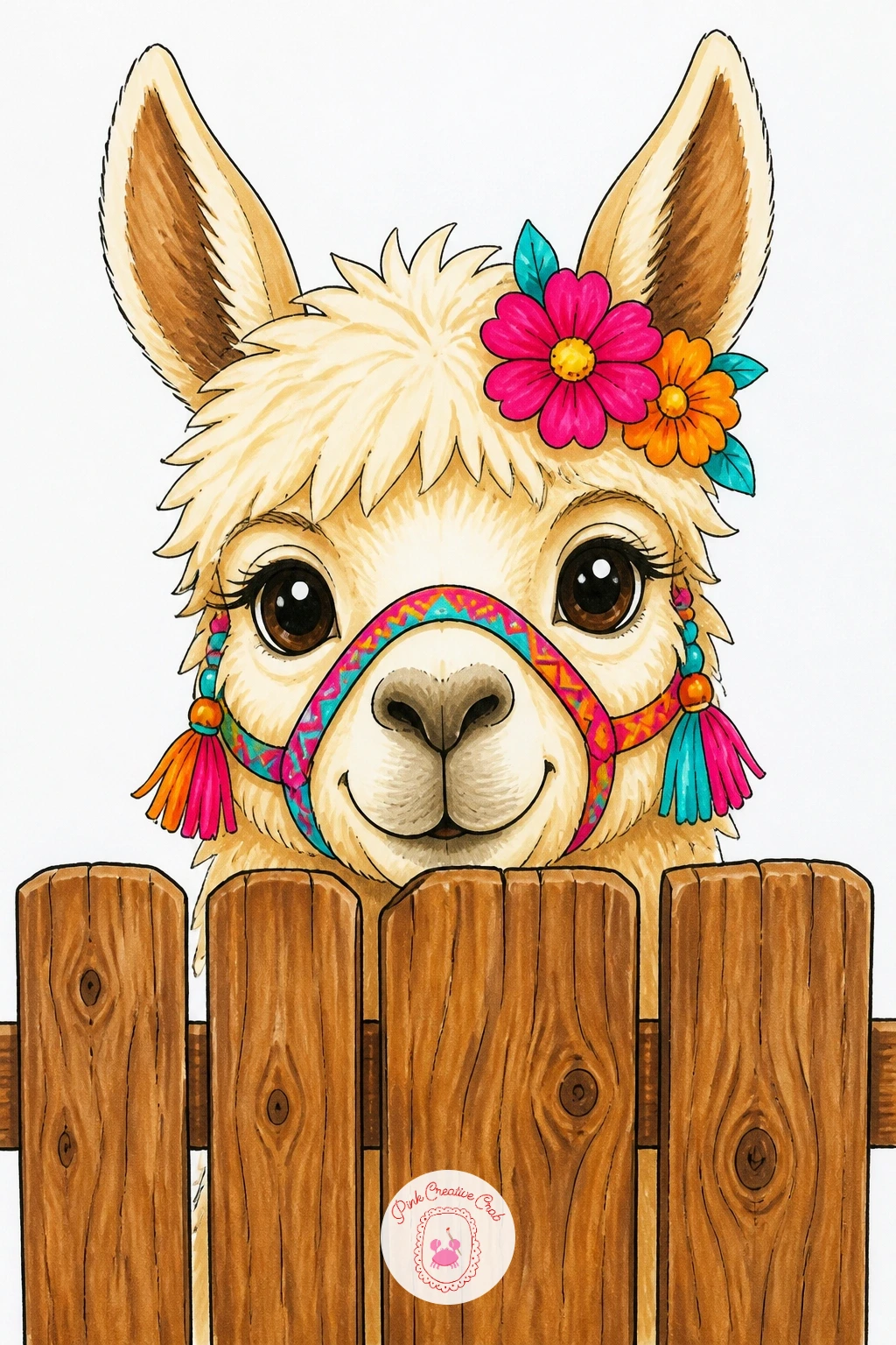 Llama Peeking Over A Wooden Fence — Here the fence does half the work for you, so this is a nice confidence builder. Llama drawing
