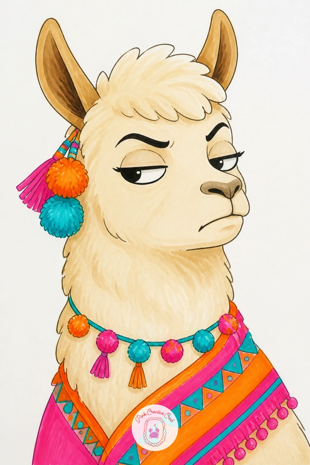 Llama Giving A Sassy Side-Eye — Expression is the whole point of this one, so slow down on the face before touching the body. Llama drawing