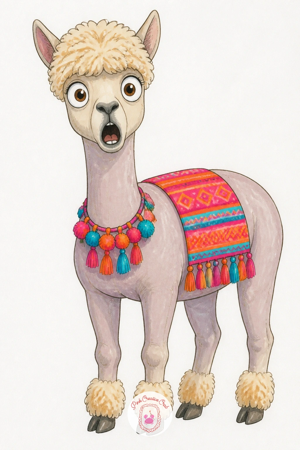 Freshly Sheared Alpaca Looking Surprised — Switch to an alpaca now for a genuinely funny subject: the skinny, almost comic body shape right after shearing