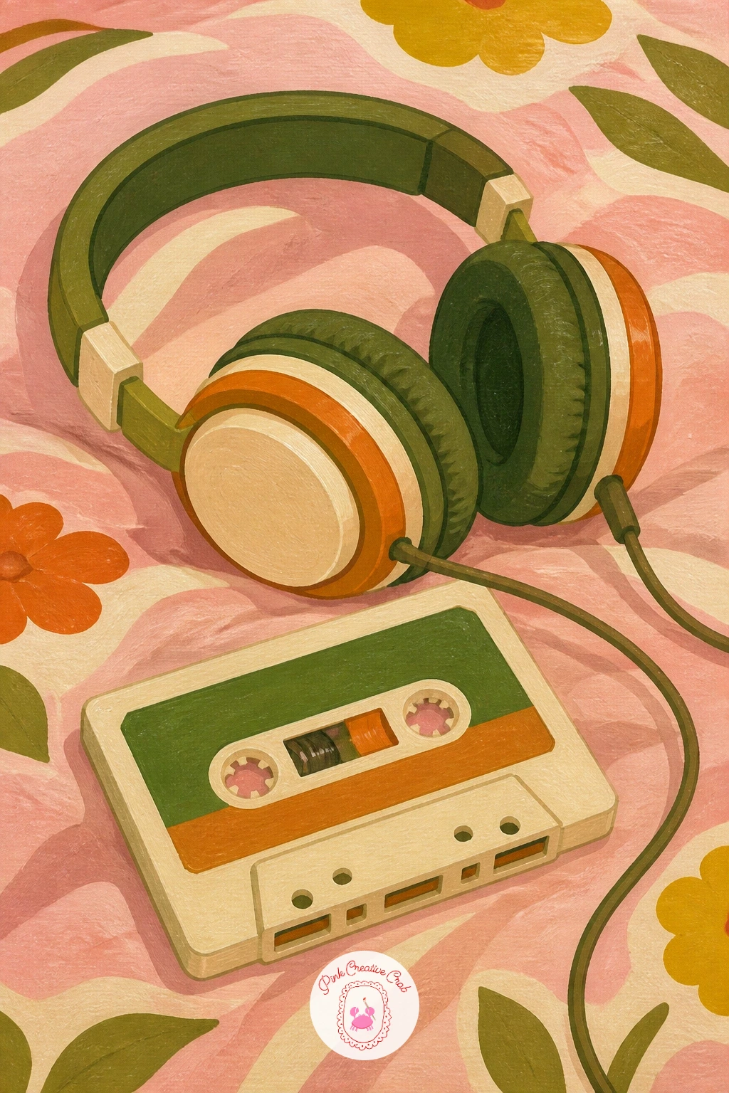 Cassette Tape and Headphones — A cassette tape and a pair of headphones resting on a bedspread makes a simple, close-up still life after some busier scenes.