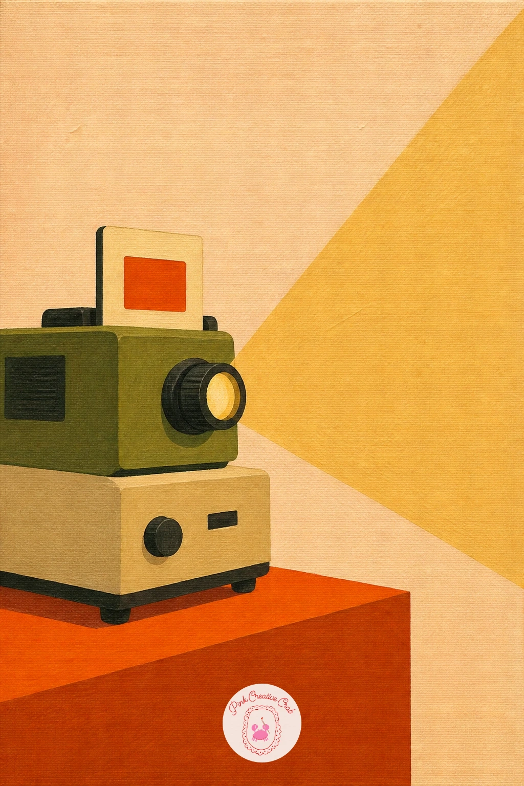 Slide Projector Beaming on a Wall — A slide projector beaming its image onto a plain wall is a simple, moody little scene built almost entirely out of light.
