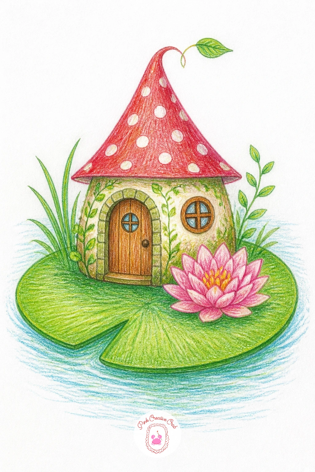 Fairy House On A Lily Pad — Float the next home on water: a fairy house on a lily pad. Fairy house drawing