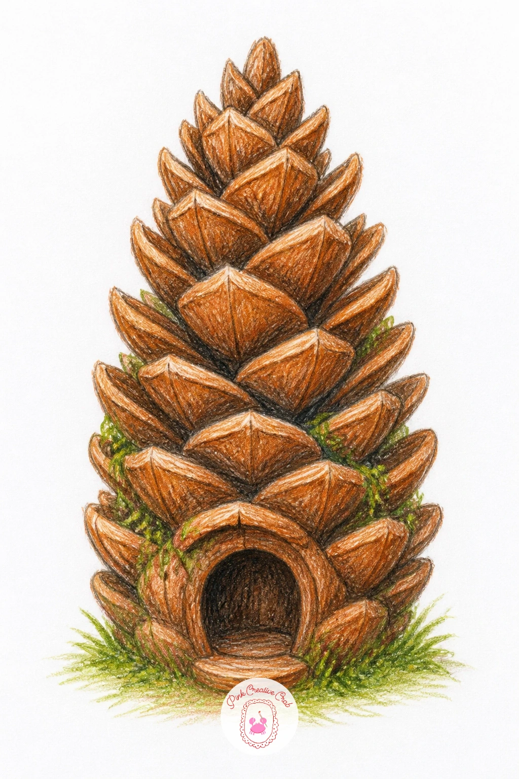 Fairy House Made From A Pinecone — Zoom into something tiny for a fairy house made from a pinecone, one of the smallest and most textured homes in the set.