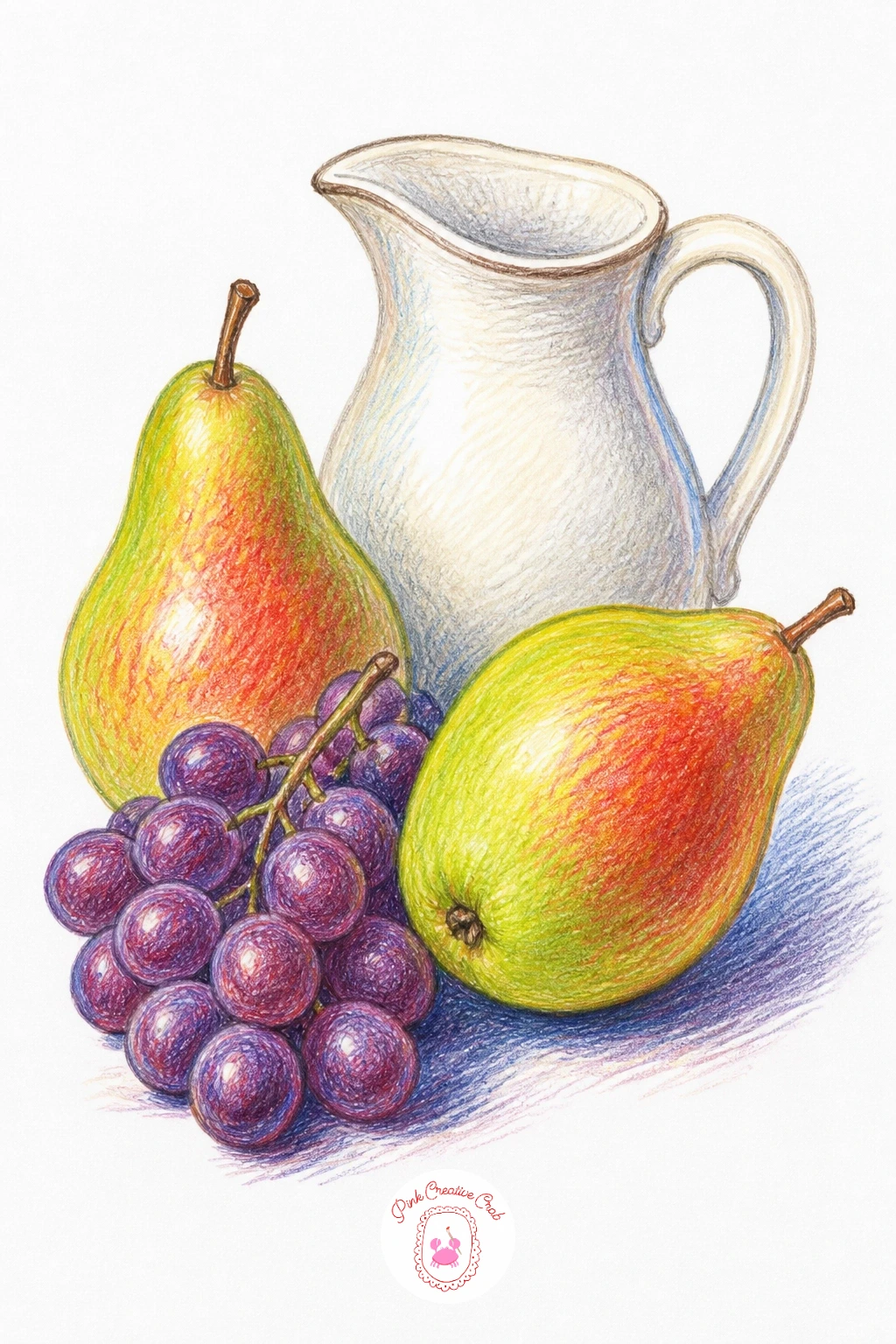 Still Life Of Pears, Grapes And A Jug — Build a fuller classic still life with two pears, a small bunch of grapes and a simple jug grouped together. Pear