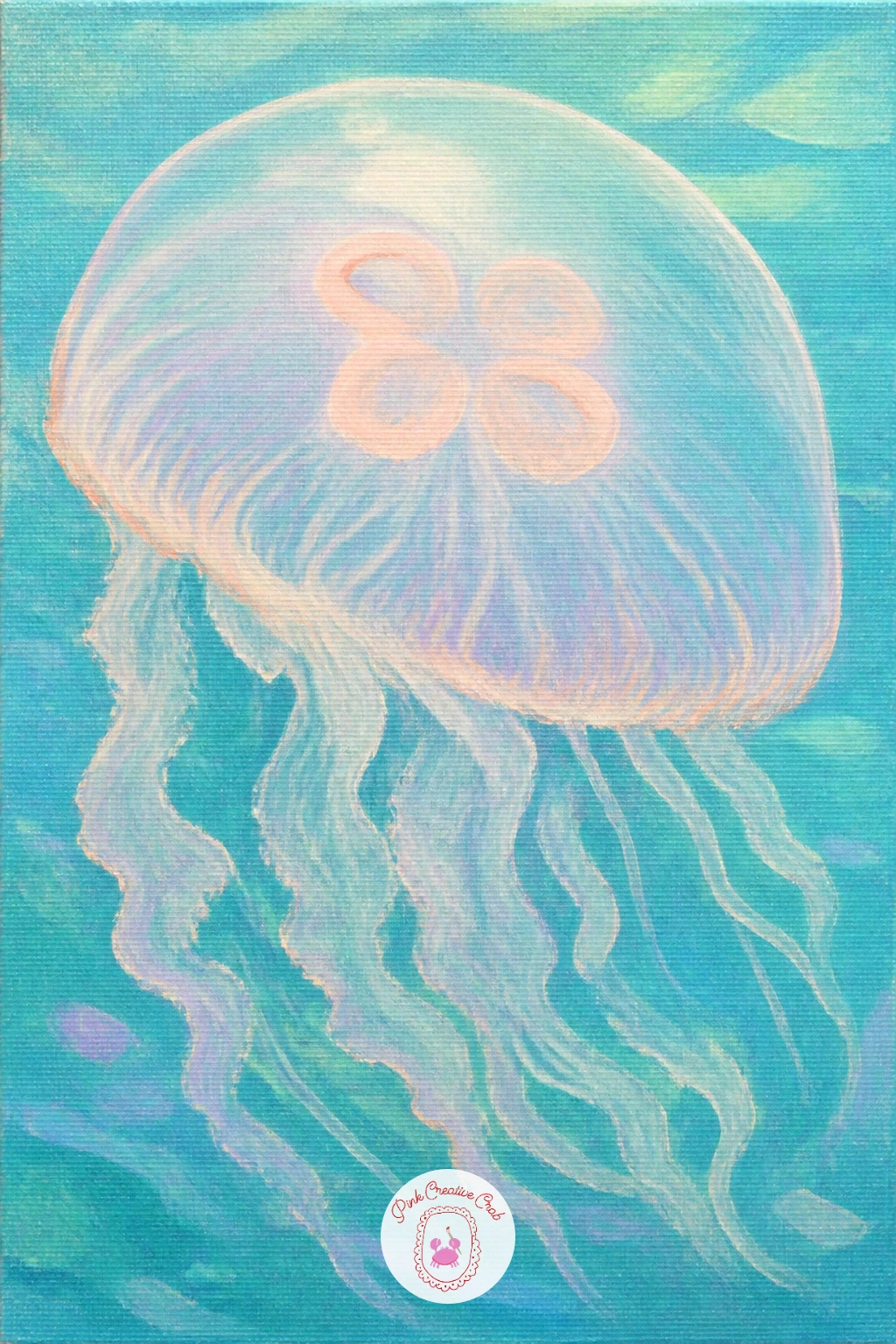 Moon Jellyfish Drifting — Moon jellyfish are the gentlest place to start, since the bell is just a soft dome and the fringe underneath is loose and forgiving.