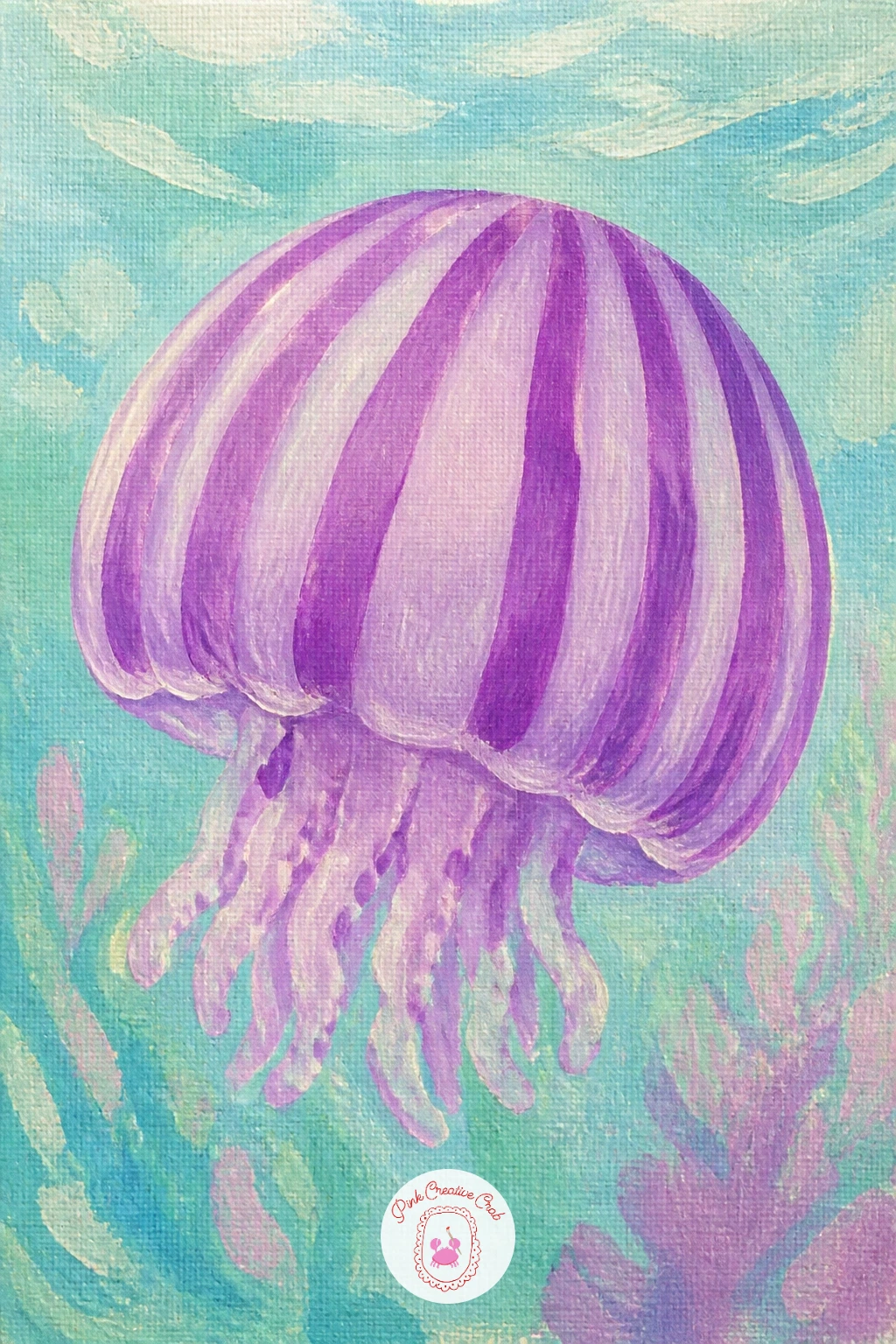 Purple Striped Jellyfish — A striped jellyfish is a nice change of pace, since the stripes give you a reason to work with a steady hand and a thin brush rather