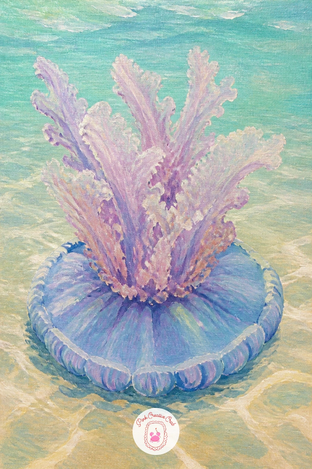 Upside Down Jellyfish On The Sand — The upside-down jellyfish rests bell-down on the seabed with its frilly arms facing up toward the light, which makes it one