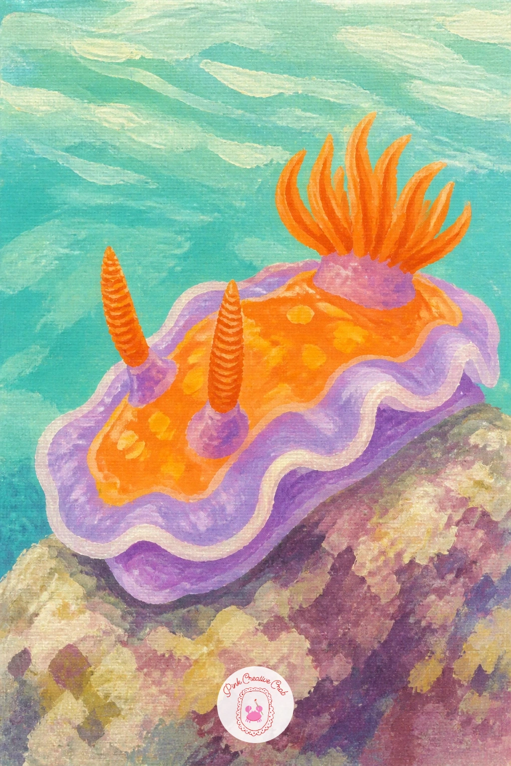 Bright Nudibranch On A Rock — A nudibranch sea slug lets you go a little wild with color since these creatures really do come in bright, almost unbelievable