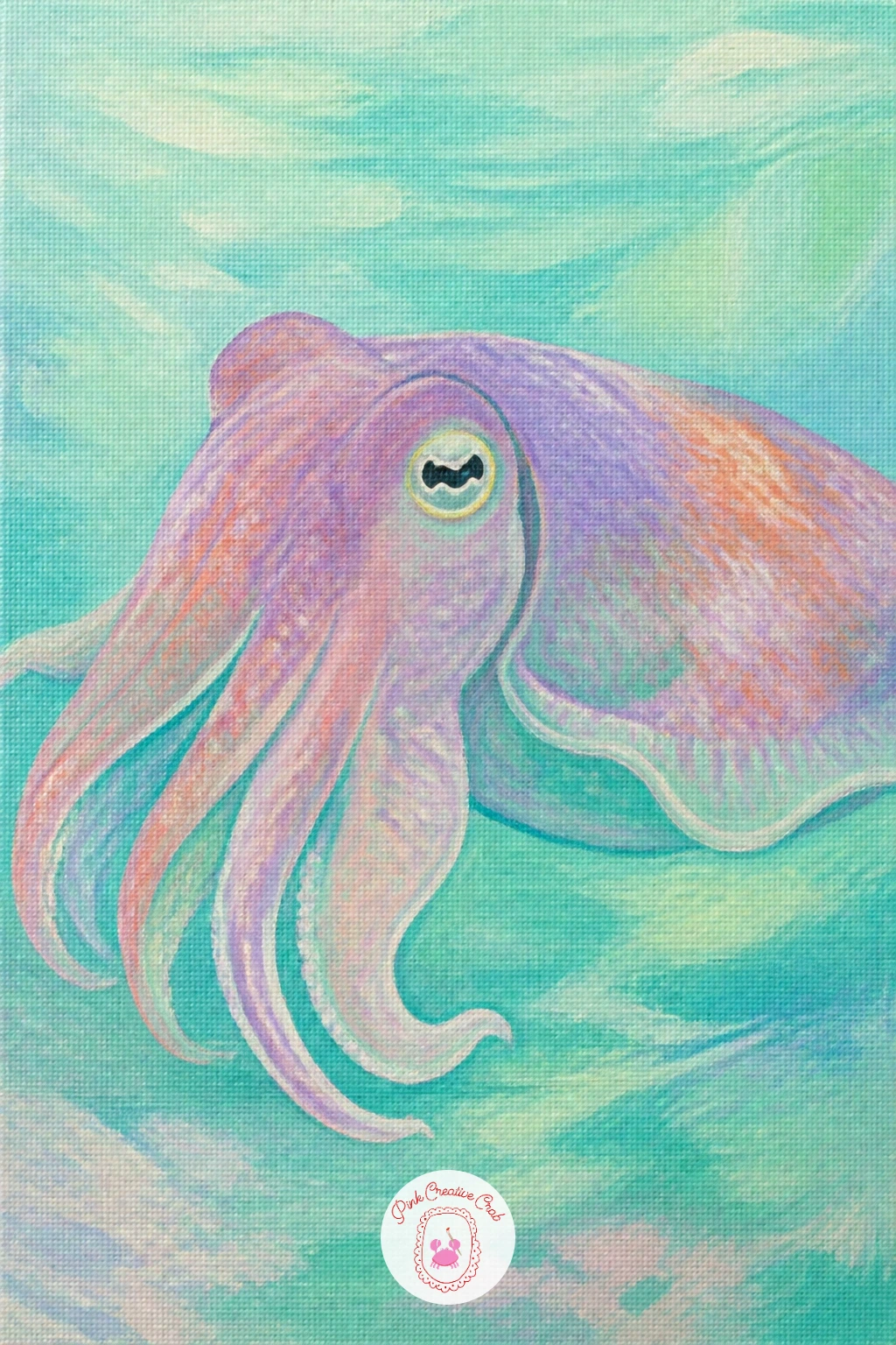 Cuttlefish Changing Colors — A cuttlefish mid color-change is a chance to paint something genuinely soft and blended, since the whole point is that its skin