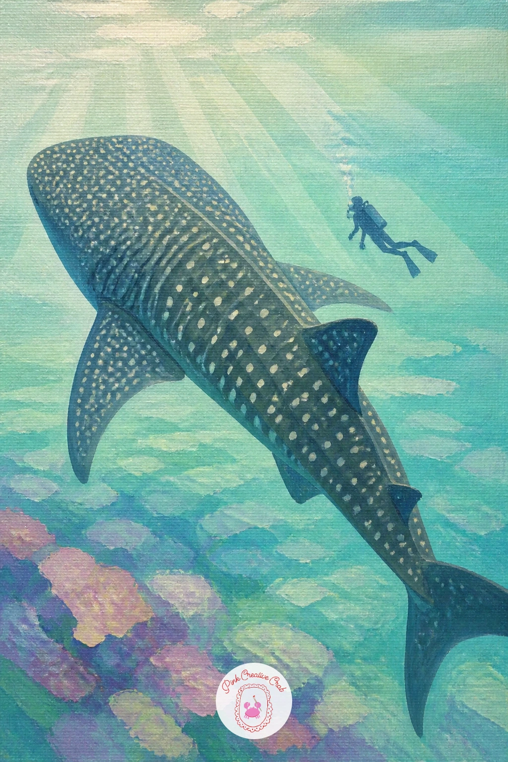 Whale Shark Beside A Diver — A whale shark is the largest creature on this list, so pairing it with a small diver is the simplest way to show just how big it