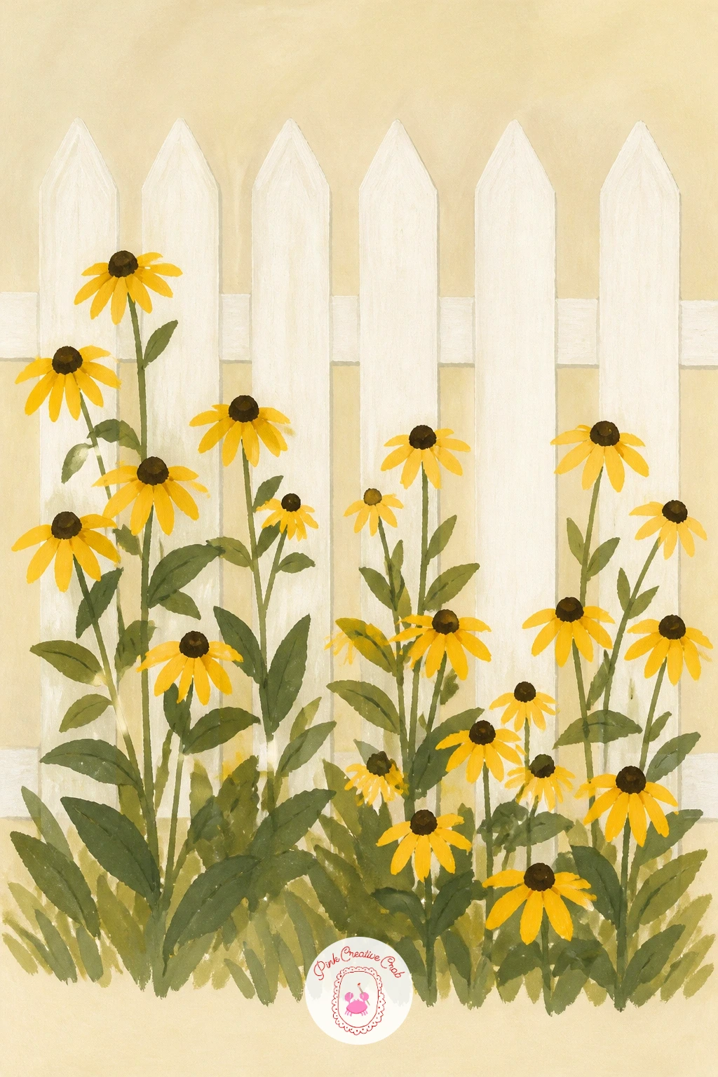 Black-Eyed Susans Along a Picket Fence — Line up black-eyed Susans along the base of a white picket fence next, a classic late-summer-into-fall pairing.