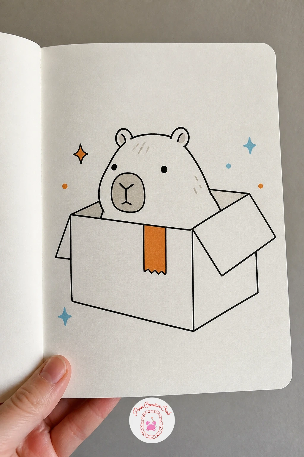 Capybara in a Cardboard Box — Practise a little perspective here, since a box has to look like it is actually around the capybara rather than printed flat