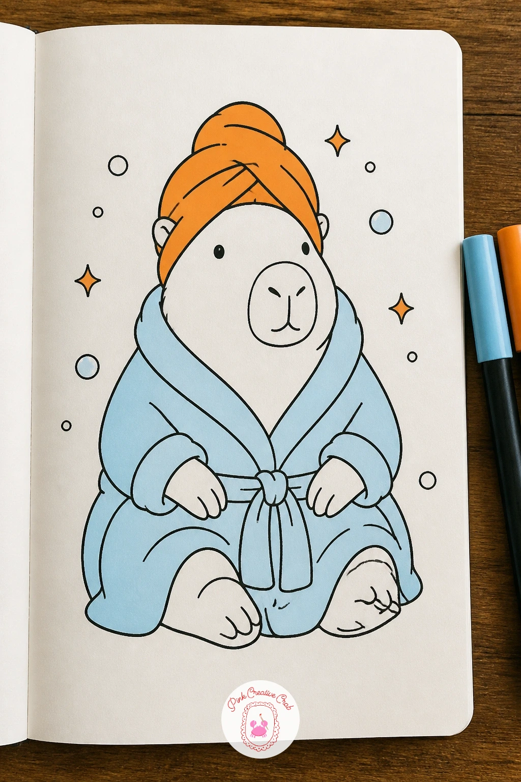 Capybara in a Bathrobe With a Towel on Its Head — Bathrobes are a nice next step because the shape wraps fully around the body instead of sitting on top of it
