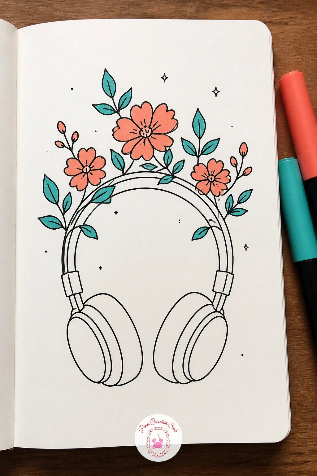 Headphones With Flowers — Headphones growing flowers turns an ordinary object into something stranger and nicer. Music doodle