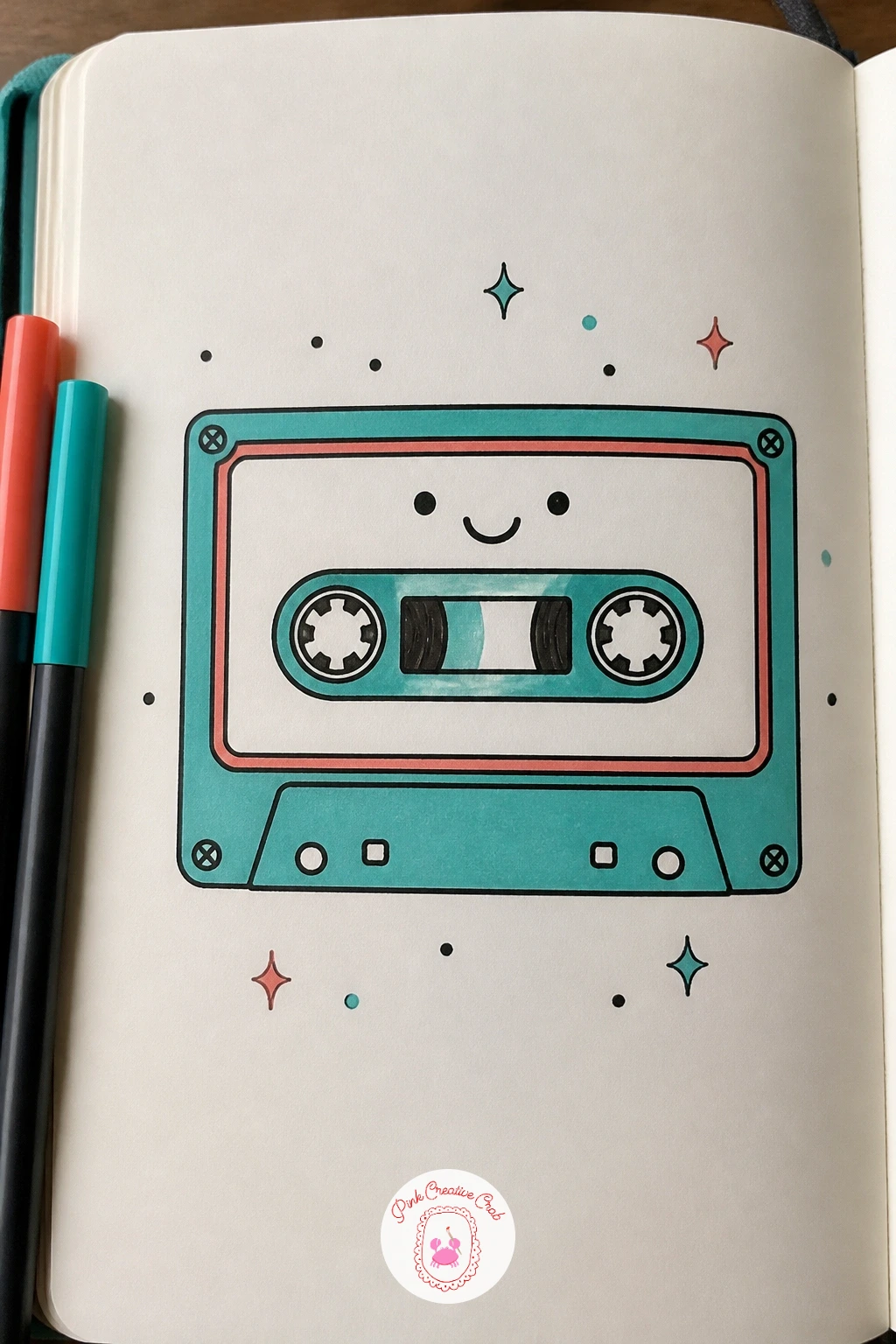 Smiling Cassette Tape — A cassette tape with a smiling face is about as simple as this list gets, which makes it a good one to practice clean confident