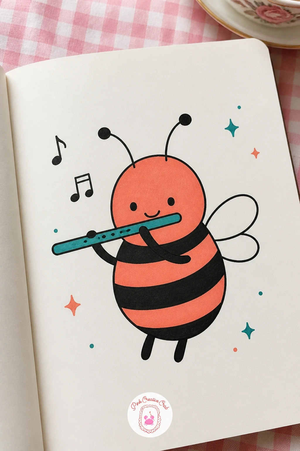 Bee Playing Flute — A bee playing a tiny flute is a small charming subject that leans on the same proportion trick every tiny musician in this list needs.