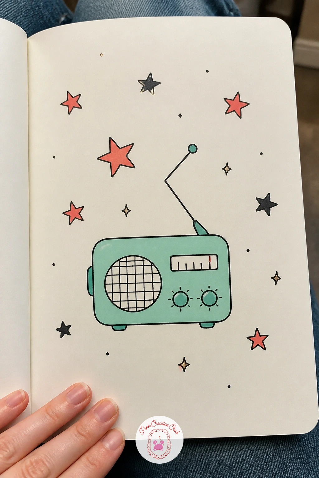 Radio With Stars — A small radio surrounded by a scatter of stars makes a nice quiet subject after the busier scenes. Music doodle
