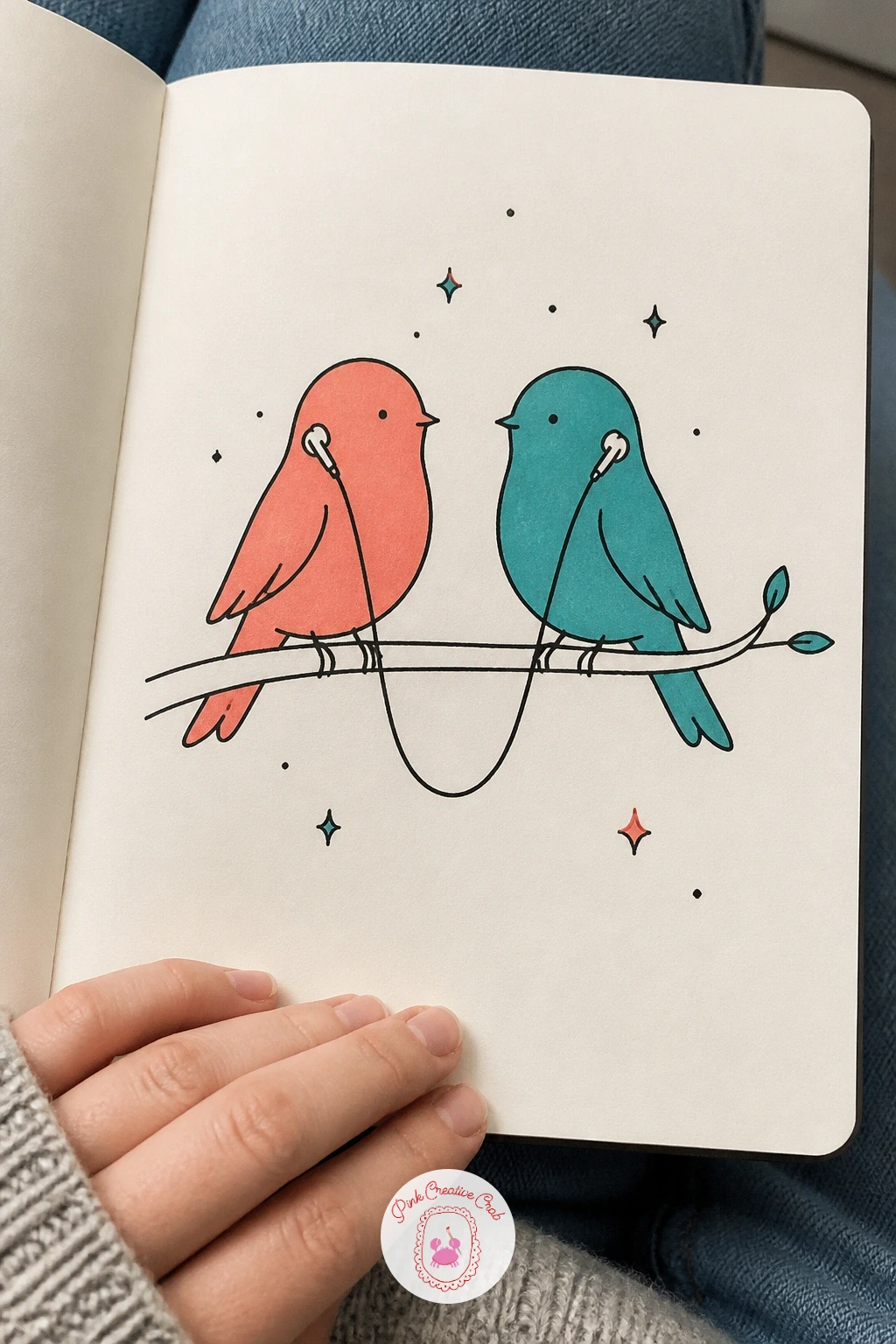 Two Birds Sharing Earbuds — Two birds perched together sharing a single pair of earbuds is a sweet small scene to close out the bird subjects on this list.