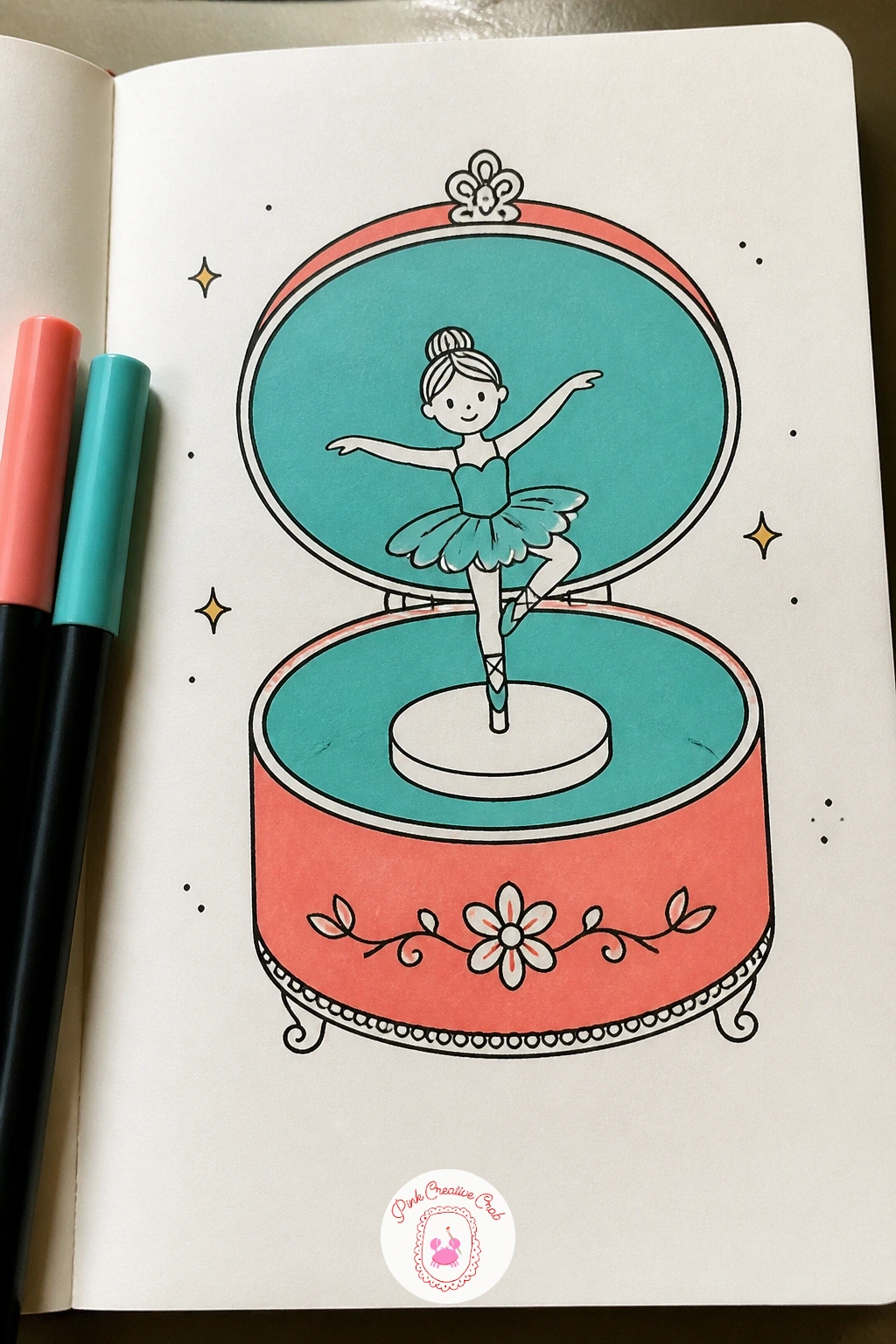 Twirling Music Box Ballerina — A music box with a tiny twirling ballerina inside pulls together several tricks from earlier ideas into one final detailed