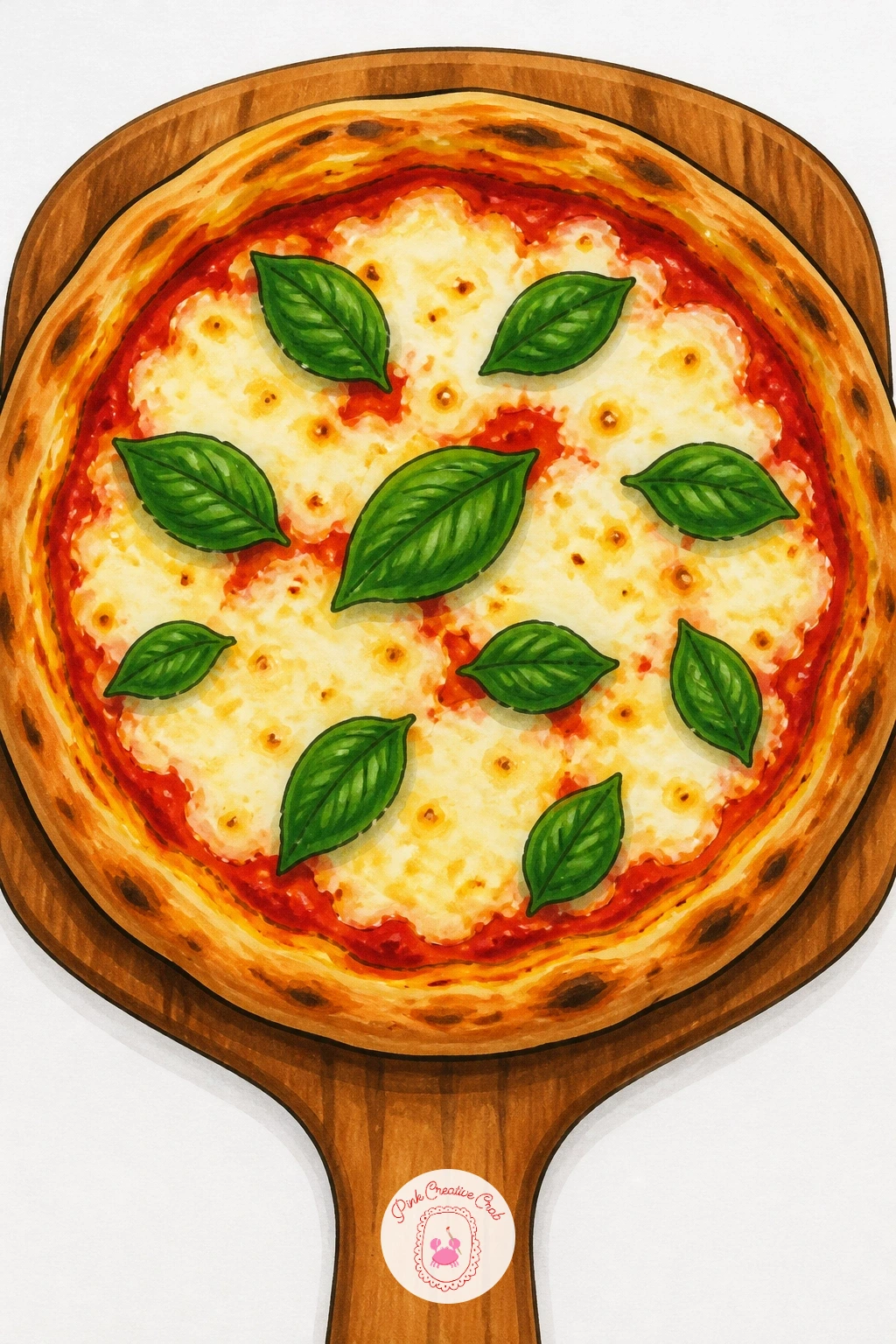 Margherita Pizza On A Wooden Peel — Start the whole list with the classic: a whole margherita pizza resting on a wooden peel, the kind of image that teaches