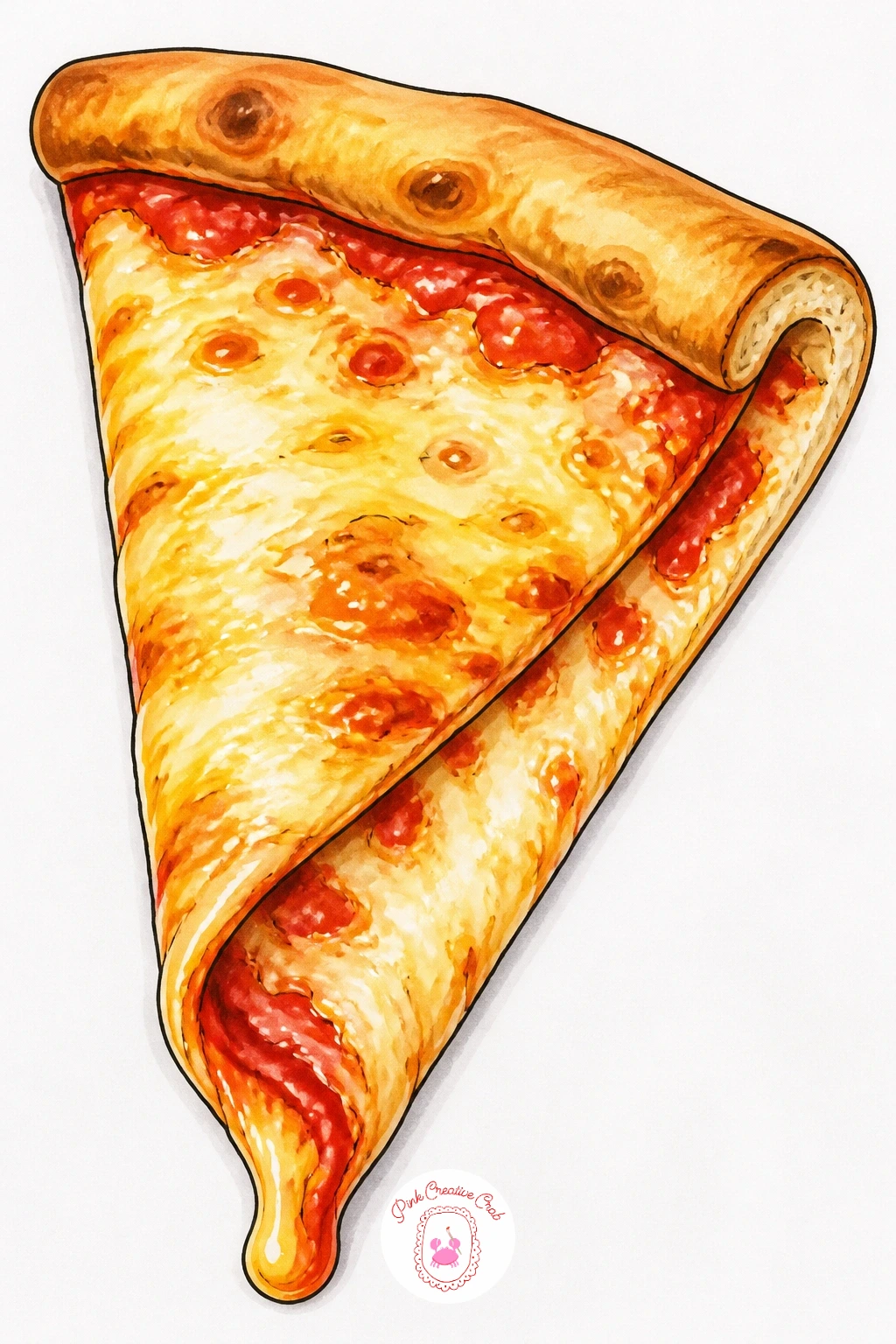 New York Slice Folded In Half — Go back to a single iconic slice, this time a New York-style one folded in half the way locals eat it on the go. Pizza drawing