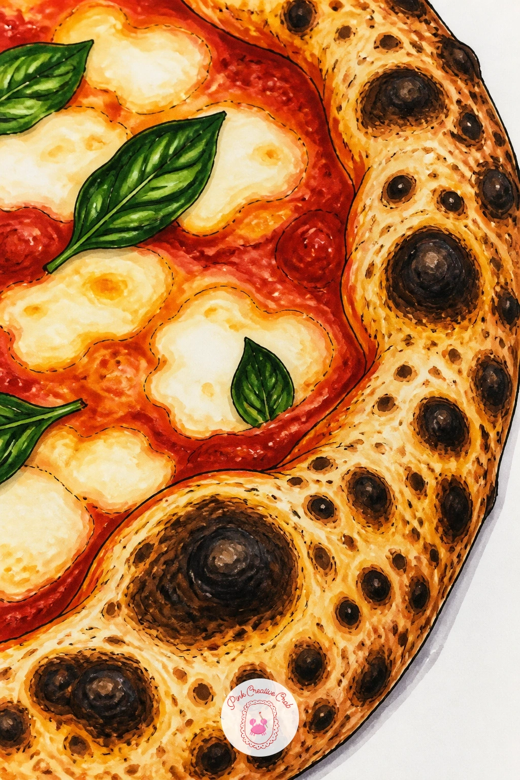 Neapolitan Pizza With Charred Bubbles Close Up — Close the list the way a real Neapolitan pizzeria would finish its best pie: a tight close-up on the crust