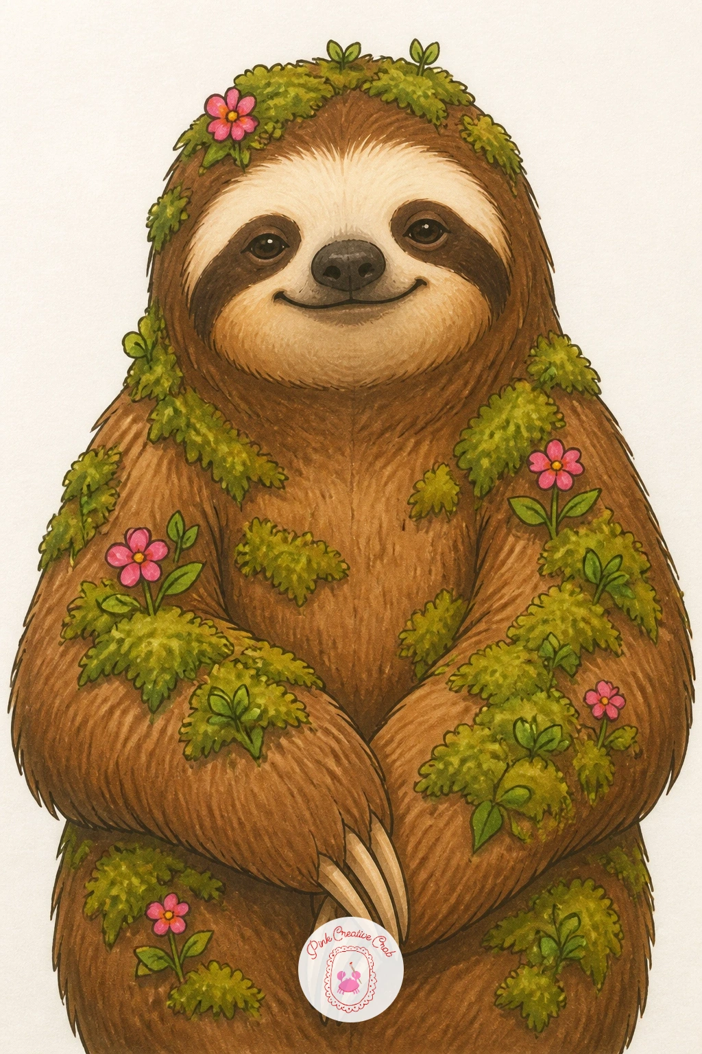 Sloth With Moss in Its Fur — Lean fully into the jungle theme with a sloth with moss growing in its fur, a detail real sloths actually carry. Sloth drawing