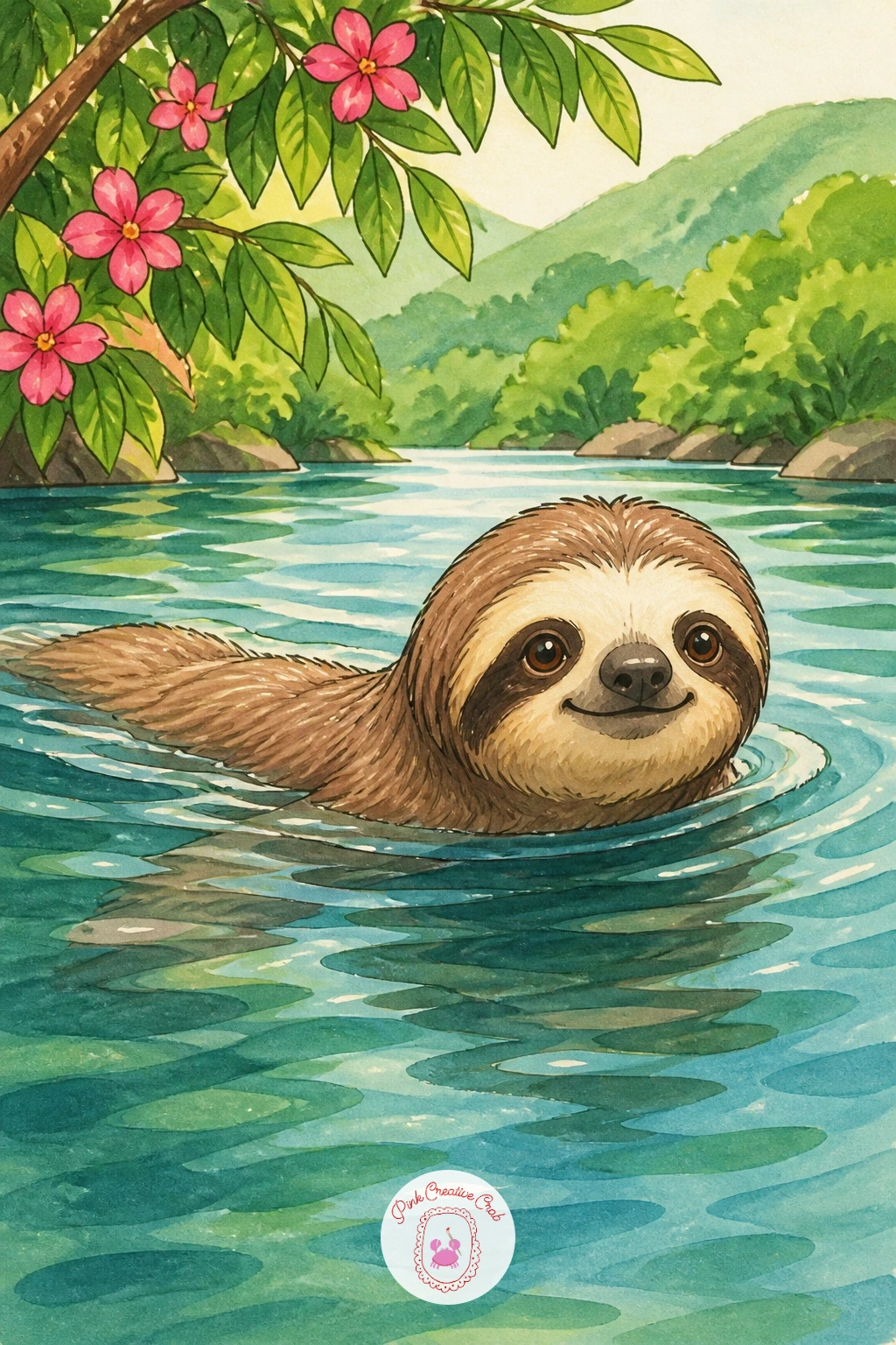 Sloth Swimming Across a River — Sloths are surprisingly good swimmers, so try a sloth swimming across a river, arms stretched out in a slow breaststroke above