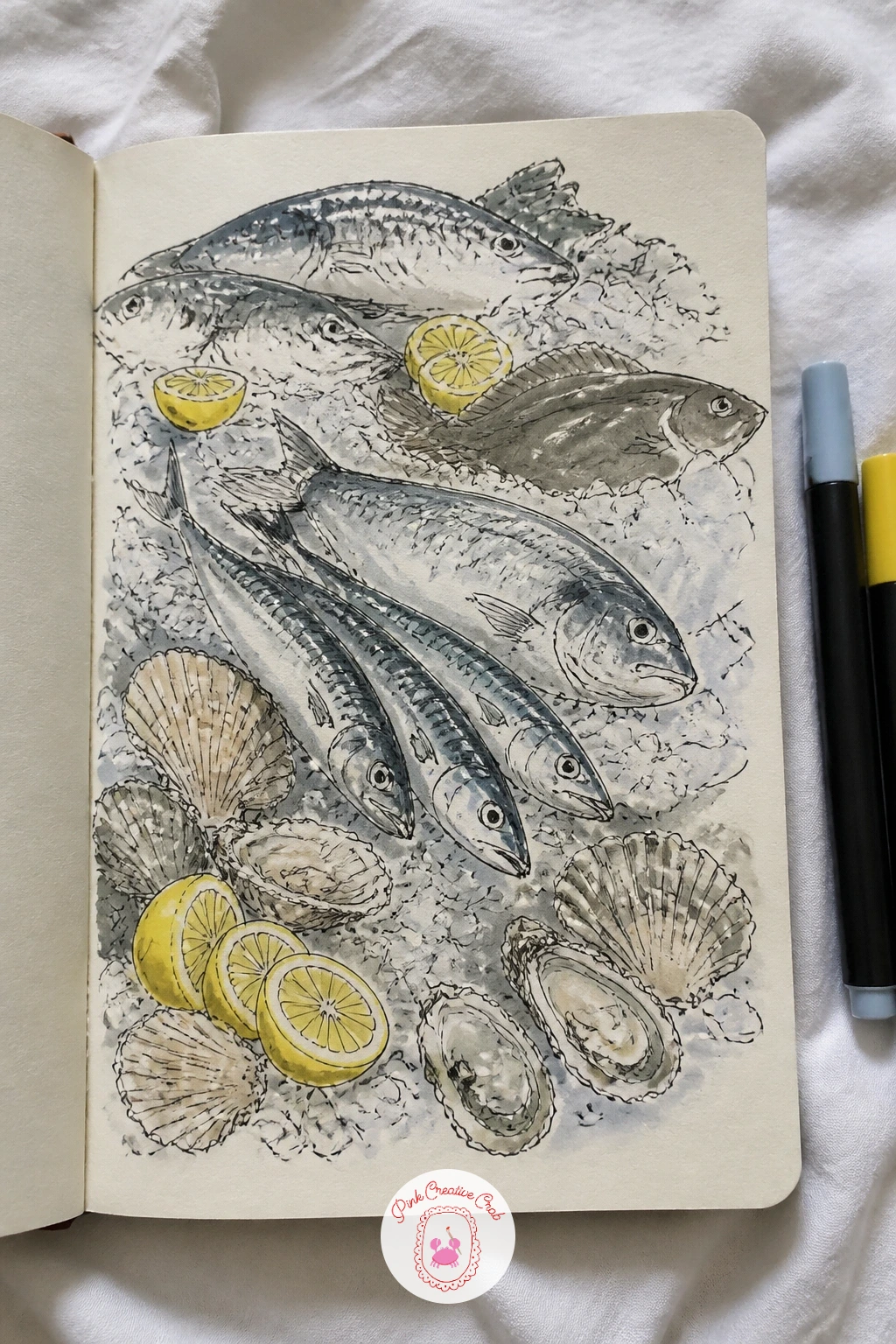 Fishmonger Display of Ice, Shells and Lemons — Head back outside for a fishmonger's counter, bedded in crushed ice with shells and lemon halves tucked between