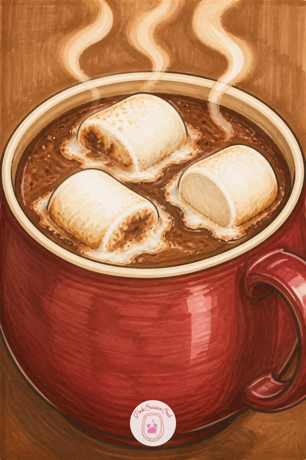 Mug With Melting Marshmallows — Mug of hot chocolate with marshmallows melting on top is the friendliest place to start, since it is just one rounded shape and