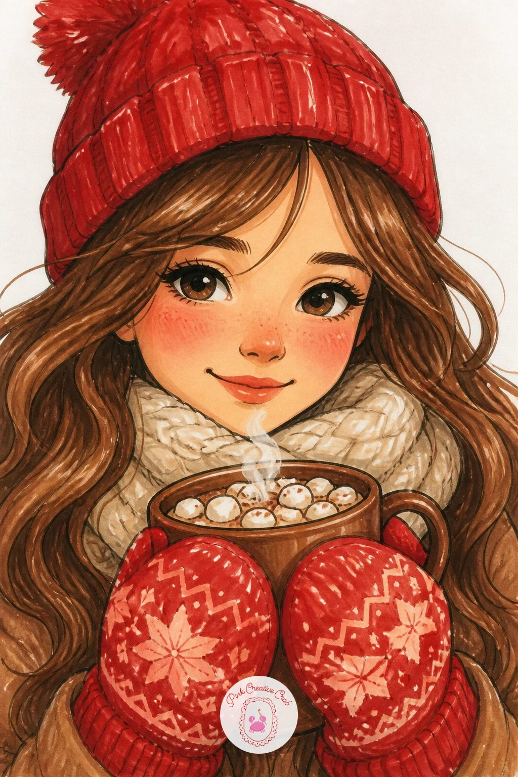 Girl In Mittens Holding A Steaming Mug — Girl in mittens holding a steaming mug moves you into a simple figure, so lightly block the proportions first: head