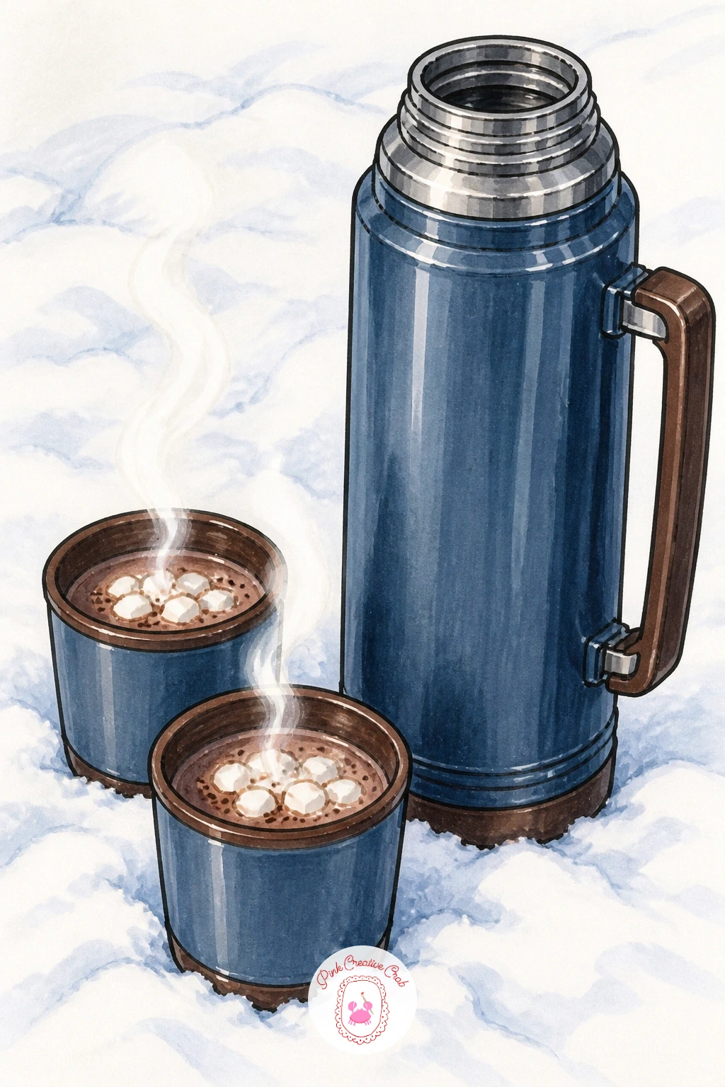 Thermos And Two Cups After Sledding — Thermos and two cups after sledding is a small still life with a story built in, so arrange the three objects close