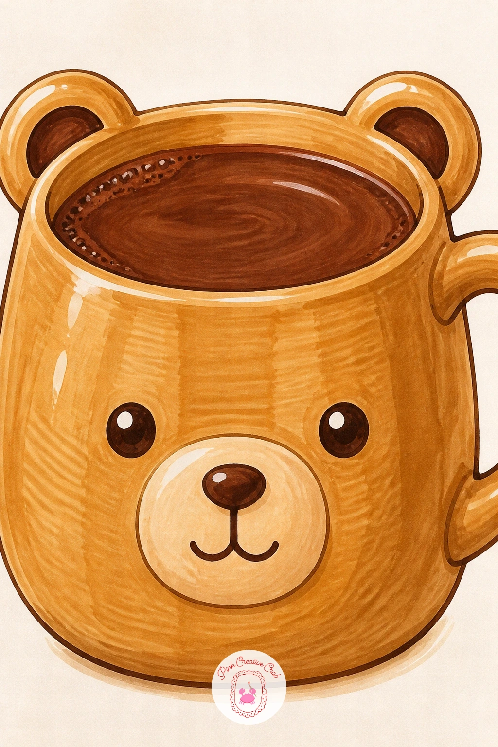 Bear-Shaped Mug Full Of Cocoa — Bear-shaped mug full of cocoa is a fun shape study, since the handle and body need to read clearly as a bear even though the