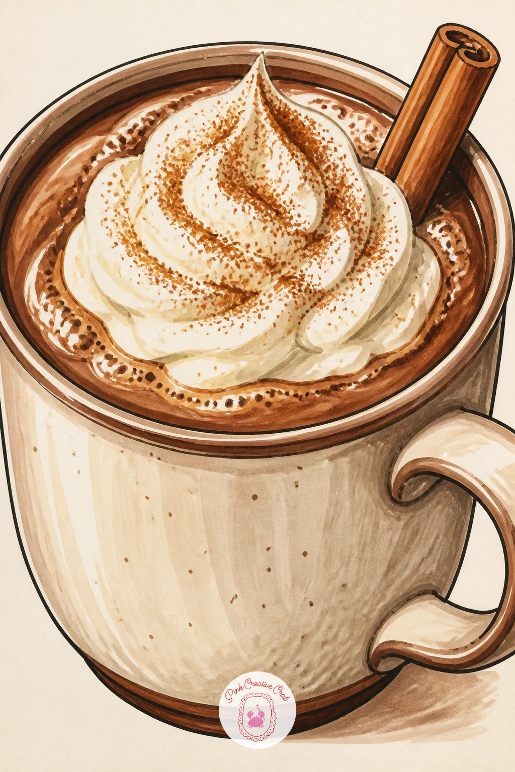 Cocoa With Cream And Cinnamon — Hot chocolate with a dollop of cream and cinnamon keeps the shapes simple so you can focus on the ten-minute versus