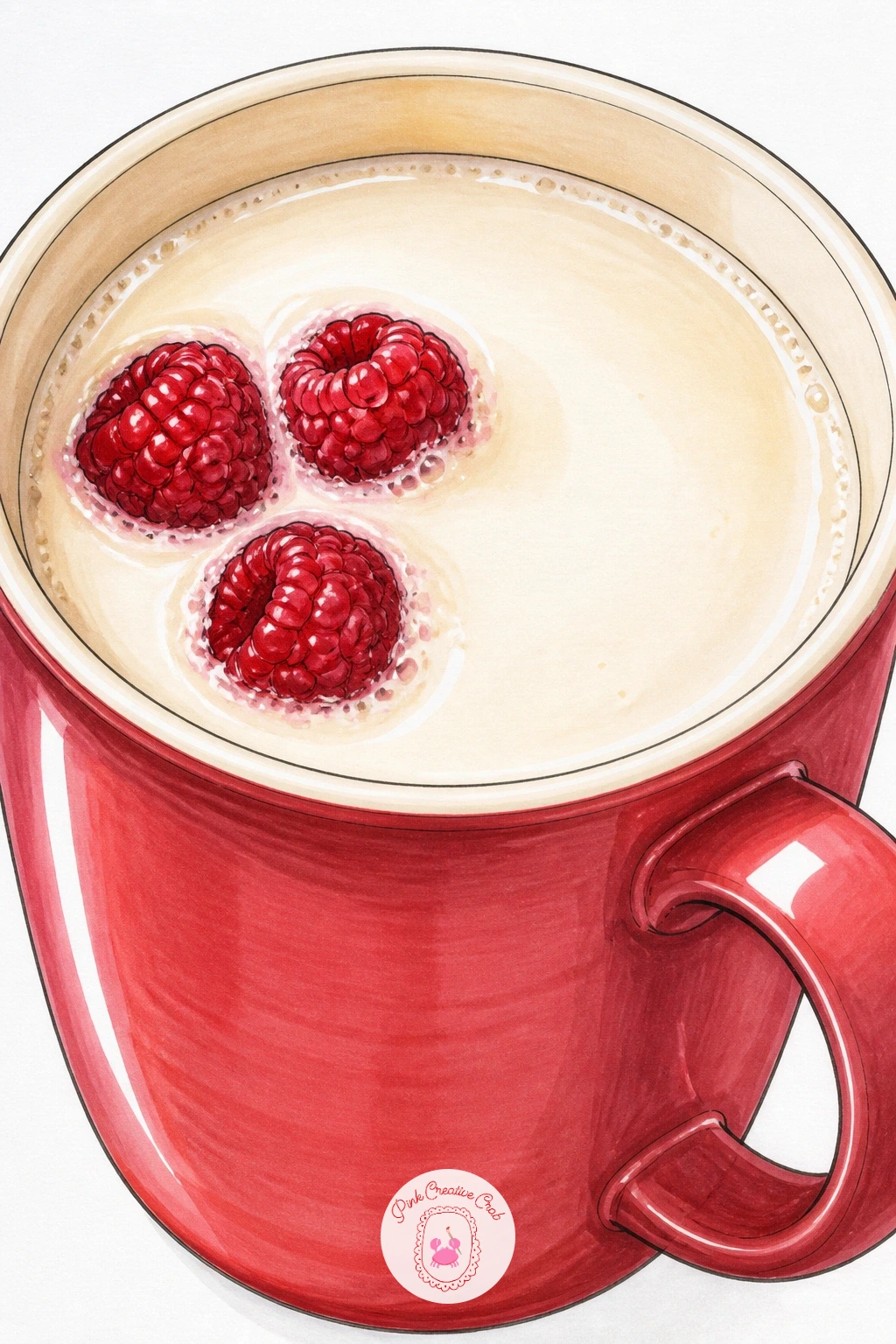 White Hot Chocolate With Raspberries — White hot chocolate with raspberries swaps the usual brown palette for cream and pink, so plan your color order