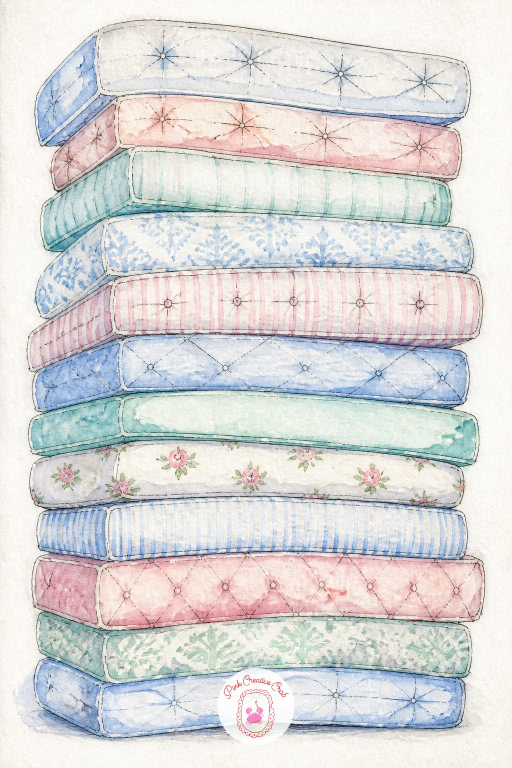 Pea Under A Stack Of Mattresses — For something with a bit of dry humor, paint a single pea sitting impossibly under a tall, leaning stack of mattresses.