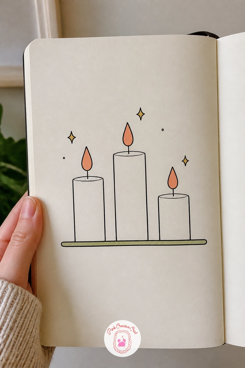 Three Candles Of Different Heights — Line up three simple cylinders side by side, then the only real decision is how tall each one gets. Candle doodle