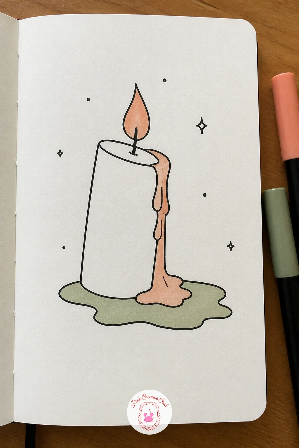Candle Melting Into A Little Puddle — This one is really about the wax, so give the candle itself a simple short body and spend your attention on what happens