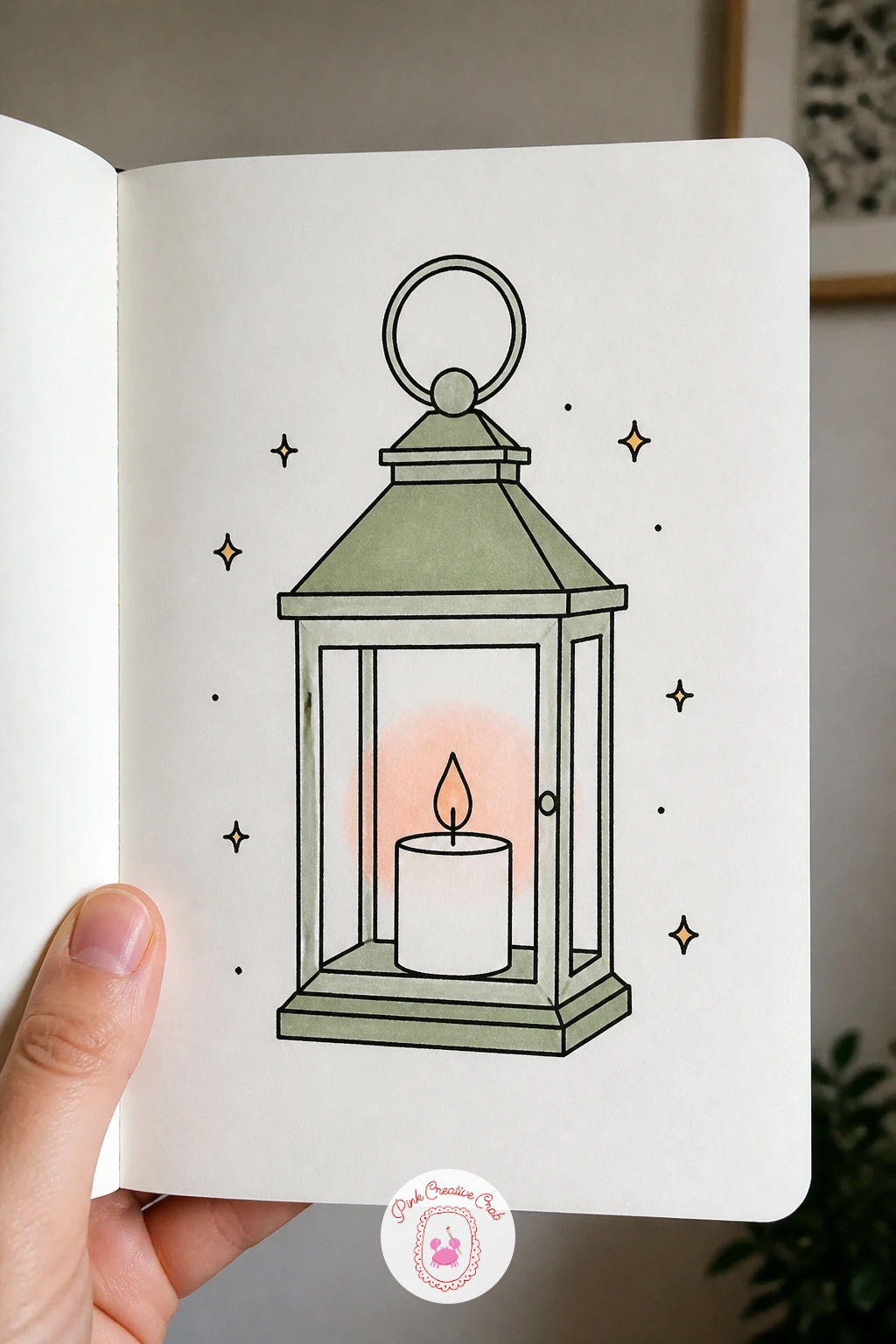 Candle In A Lantern — Build the lantern as a simple box shape with a peaked top and a small ring handle, keeping the sides straight so the glass panels read