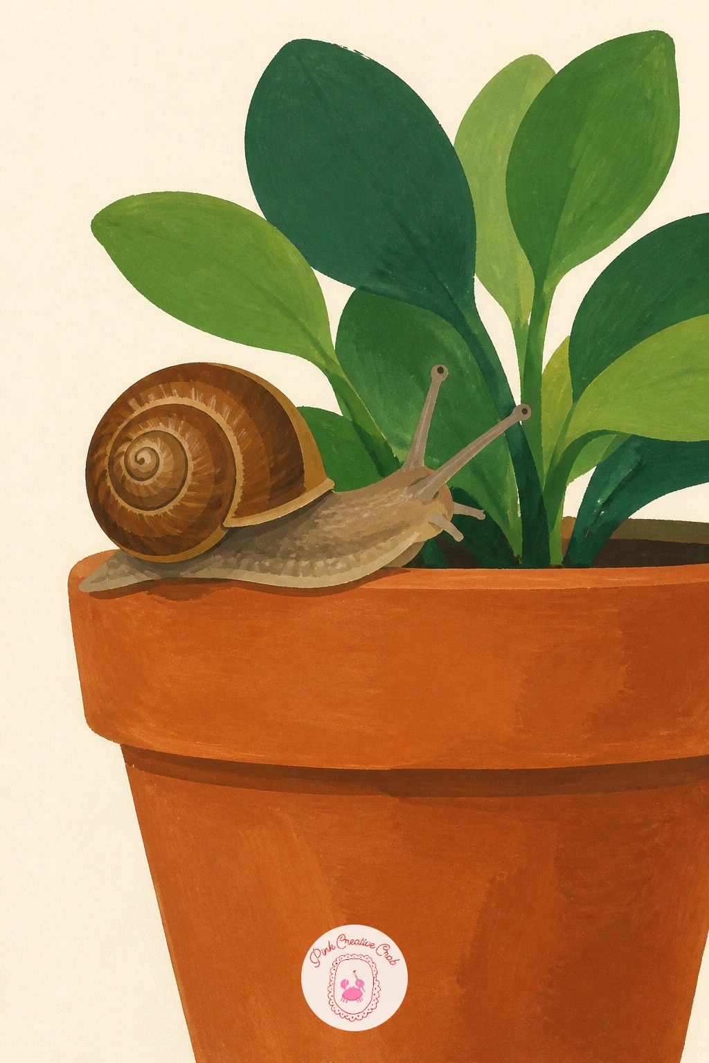 Snail on the Rim of a Flowerpot — Give the subject a bit of garden architecture next with a snail on the rim of a flowerpot, since the clean curve of a
