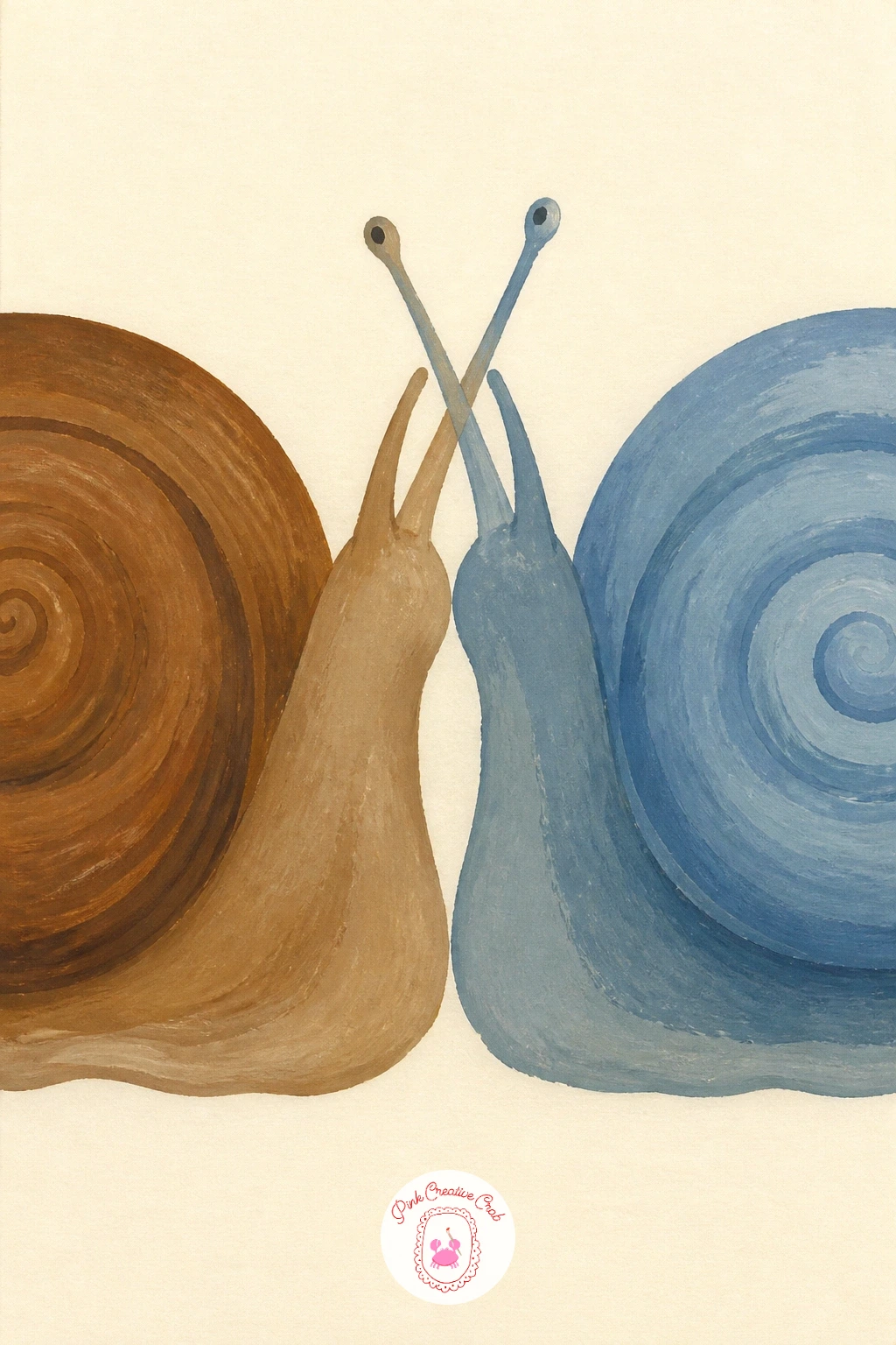 Two Snails Touching Antennae — Add a little story of connection with two snails touching antennae, a gentle subject that works well once you have a feel for