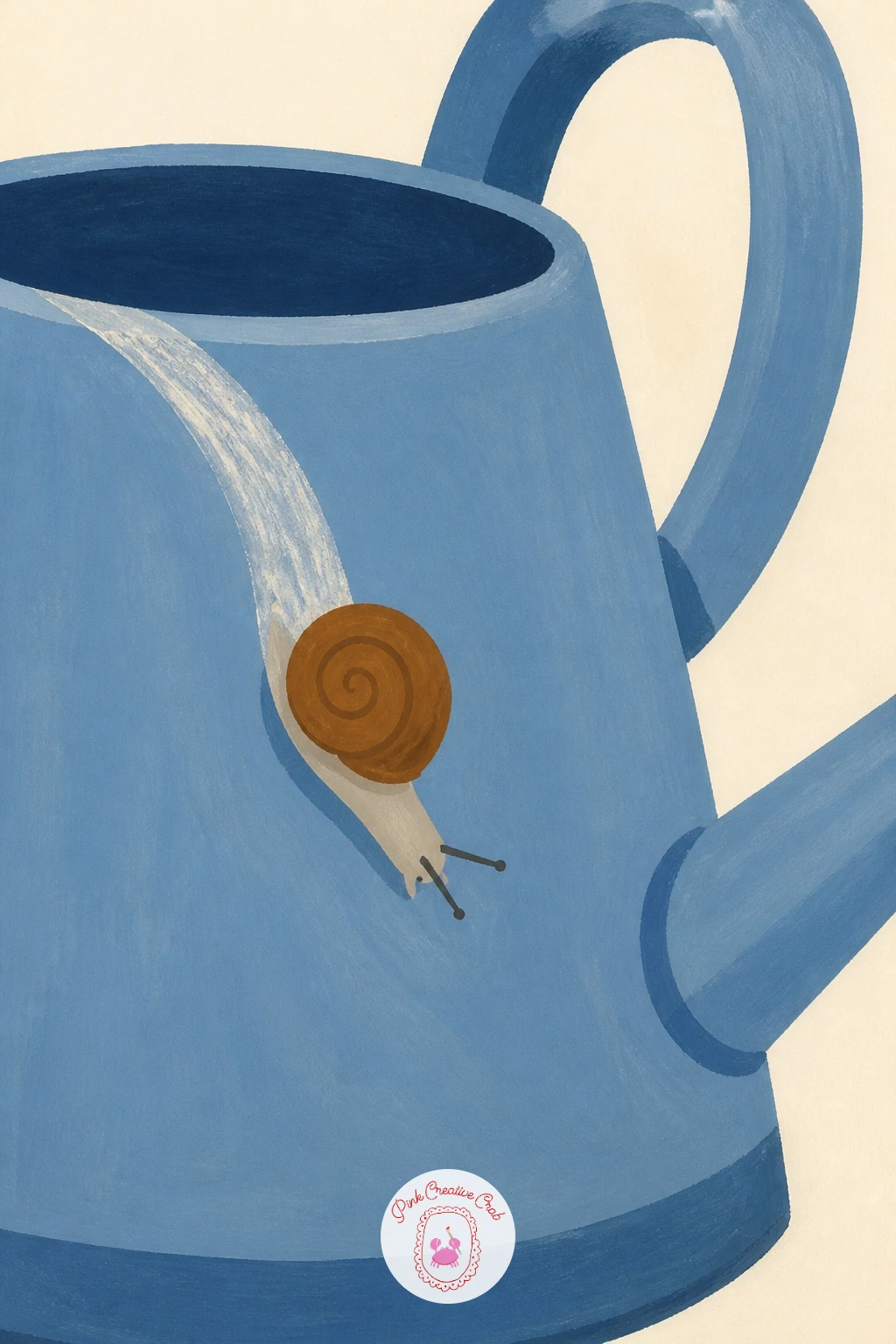 Snail Sliding Down a Watering Can — Pick up the pace with a snail sliding down a watering can, a fun bit of invented motion that still reads as perfectly