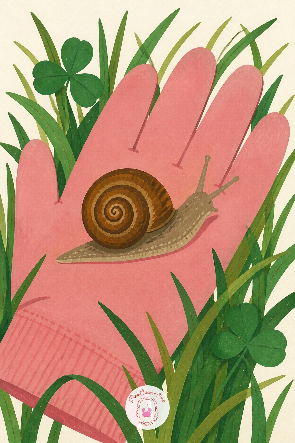 Snail on a Garden Glove — Bring the human gardener into the story without ever painting her, just a snail on a garden glove left lying in the grass. Snail