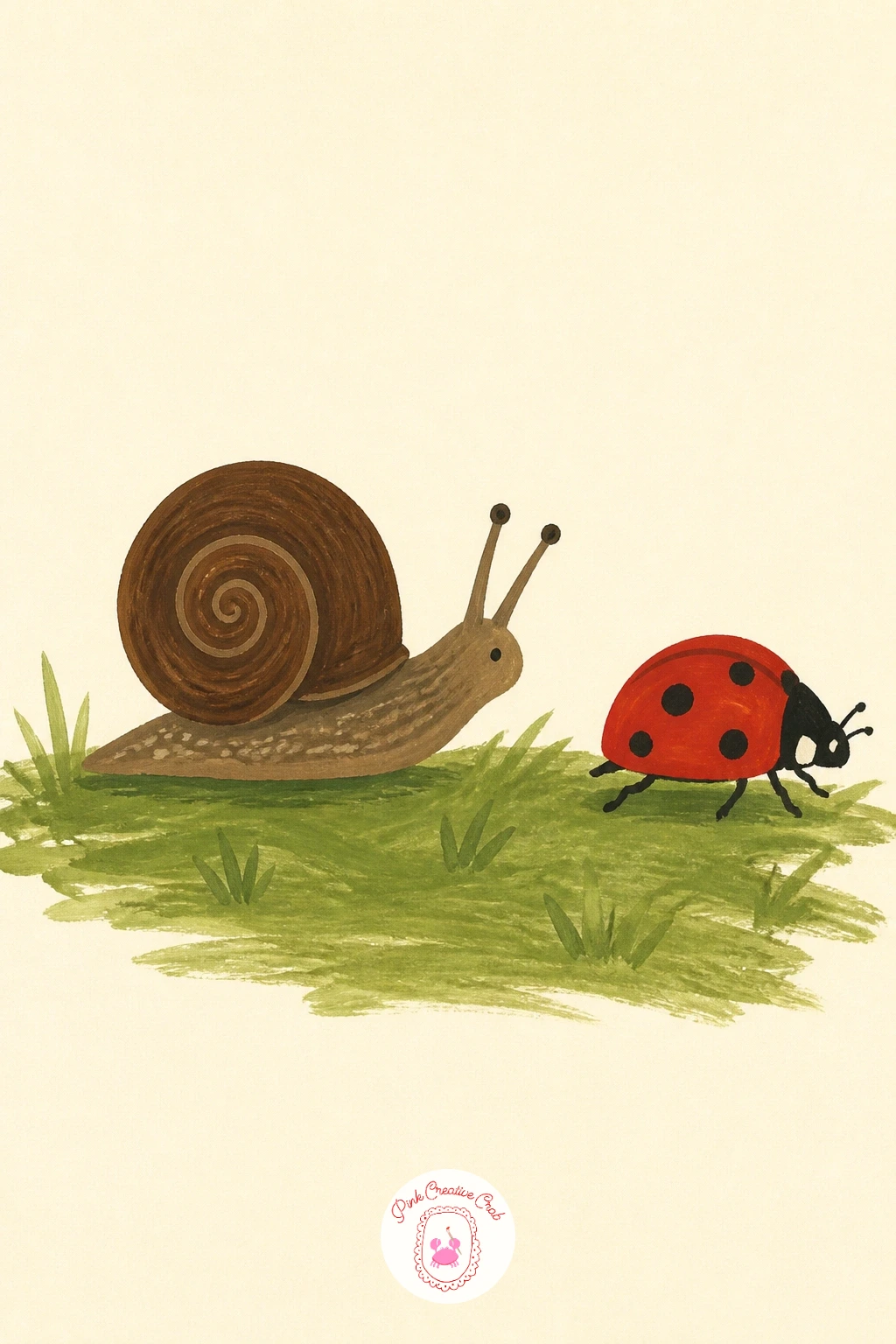 Snail Racing a Ladybird — Add a bit of gentle humor with a snail racing a ladybird, since the joke of the slowest creature in a race only works if both
