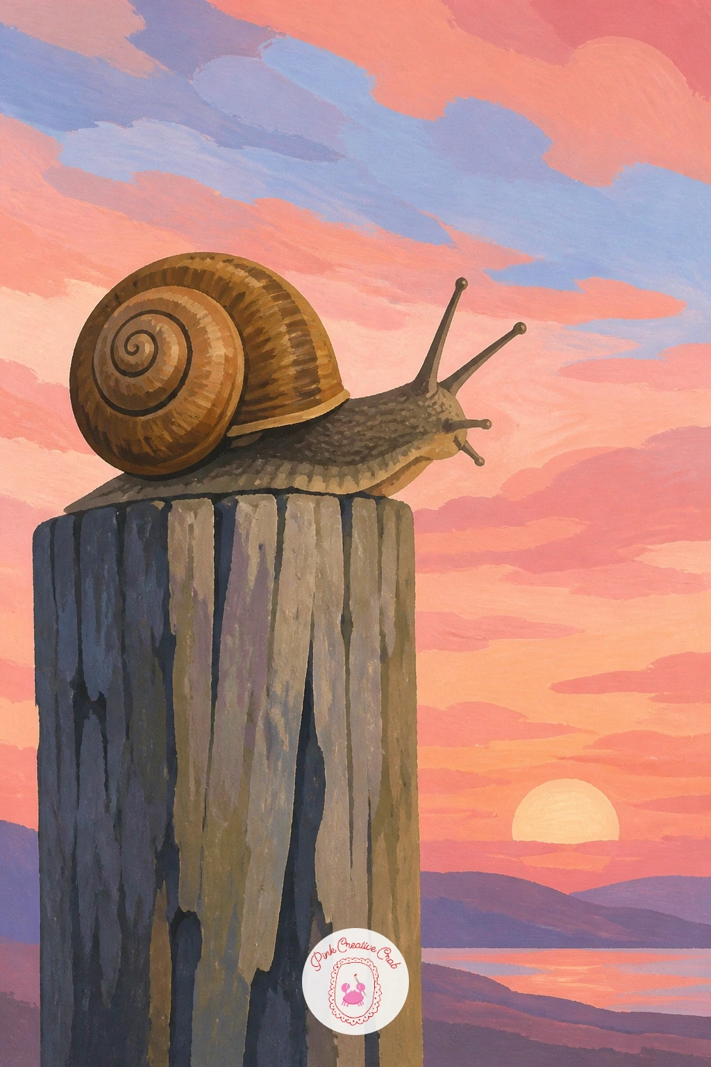 Snail on a Fence Post at Sunset — Give the light a real job to do with a snail on a fence post at sunset, a good chance to try a warm glow against the usual